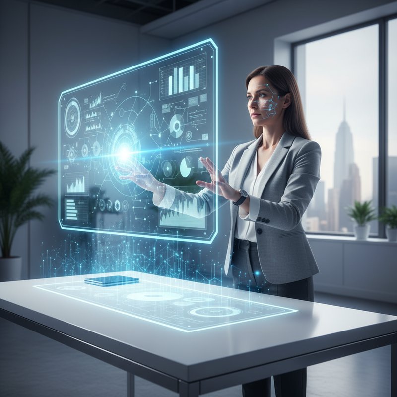 A modern cover image showing a strategist collaborating with an AI hologram, representing the 'Hybrid Agency Blueprint' for AI content scaling. The style is clean with blue accents.